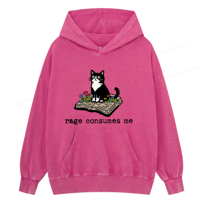 Pagewings Rage Consumes Me Unisex Washed Hoodie