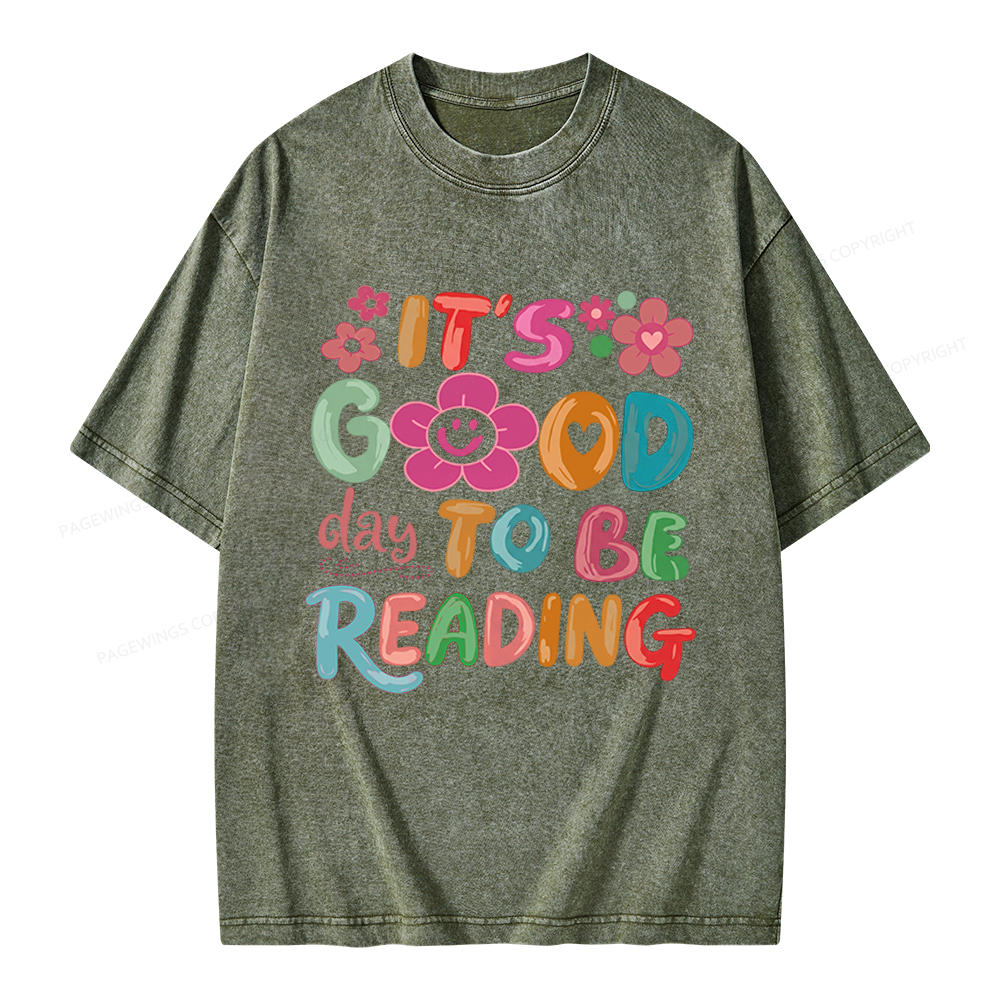 Pagewings It's a Good Day To Be Reading Unisex Washed T-shirt
