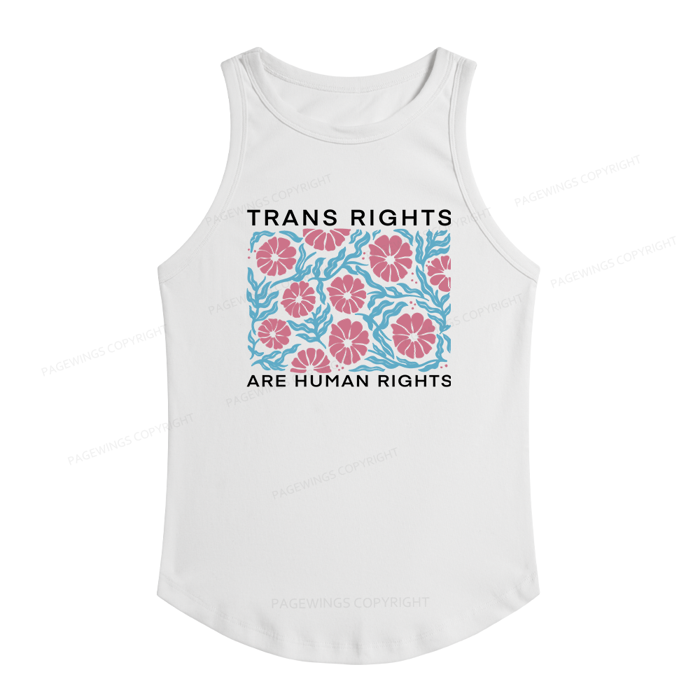 Pagewings Slim Fit Trans Rights Are Human Rights Women's Fitted Tank Top 