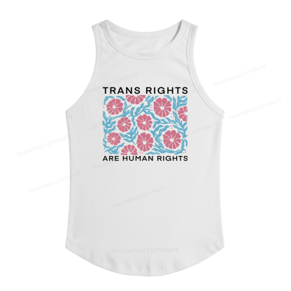 Pagewings Slim Fit Trans Rights Are Human Rights Women's Fitted Tank Top 