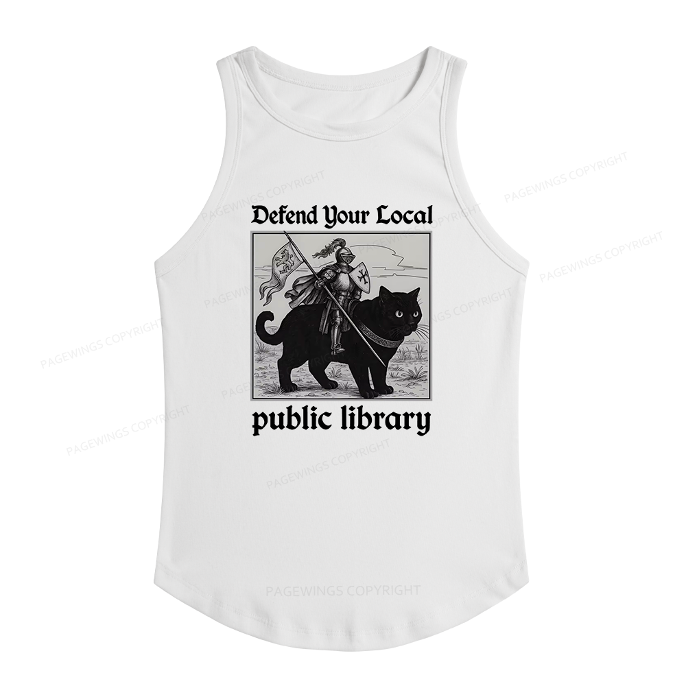 Pagewings Slim Fit Defend Your Local public library Women's Fitted Tank Top 