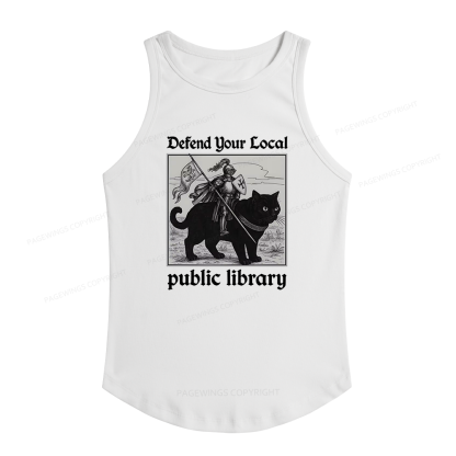 Pagewings Slim Fit Defend Your Local public library Women's Fitted Tank Top 