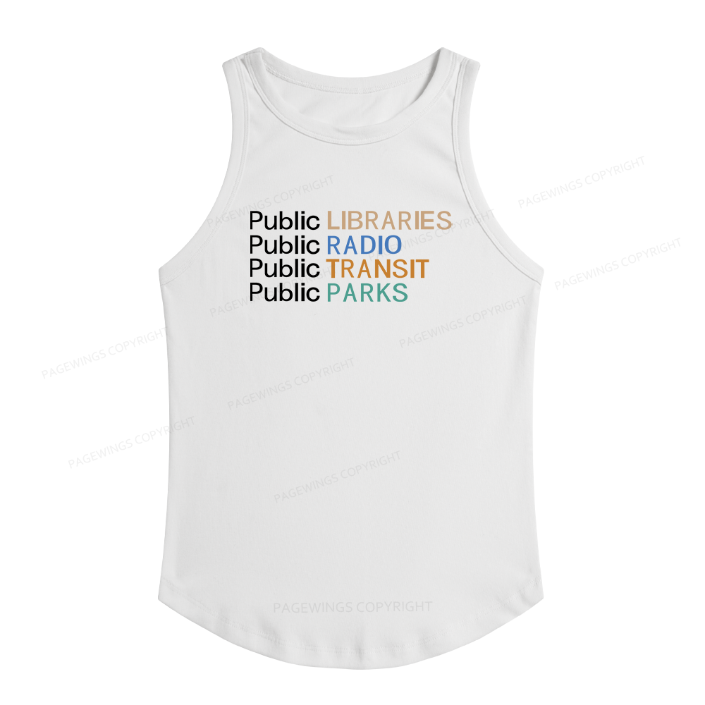 Pagewings Slim Public Libraries Radio Transit Parks Women's Fitted Tank Top