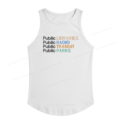 Pagewings Slim Public Libraries Radio Transit Parks Women's Fitted Tank Top