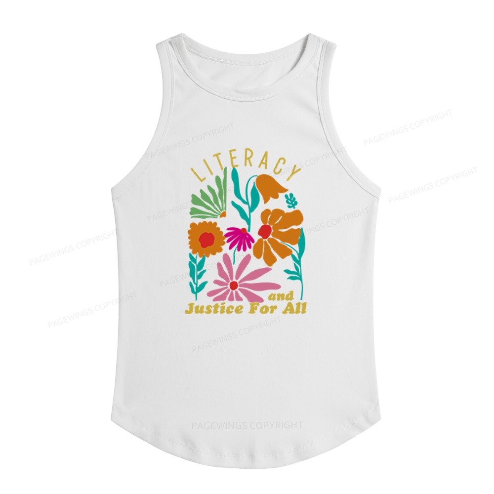 Pagewings Slim Fit Literacy and Justice for All Women's Fitted Tank Top