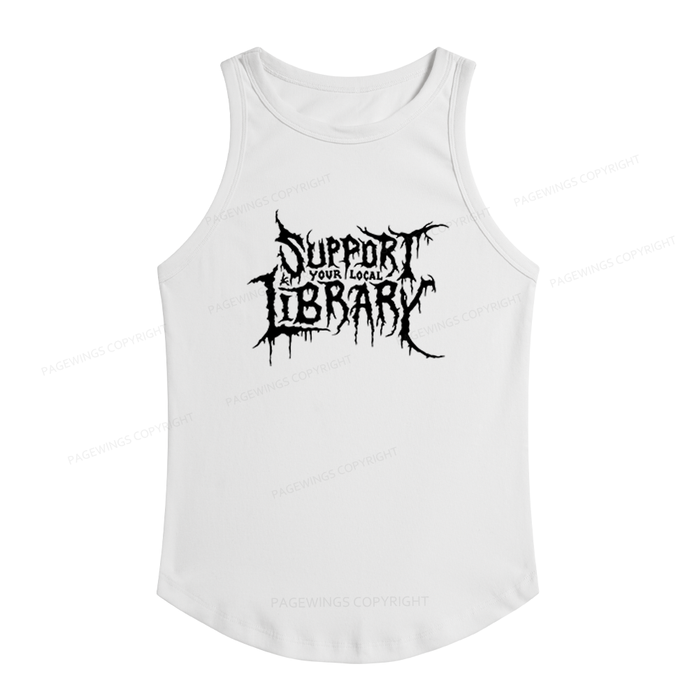 Pagewings Slim Fit Support Your Local Library Women's Fitted Tank Top