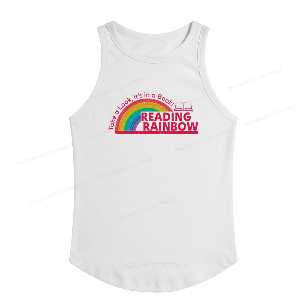 Pagewings Slim Fit Reading With Rainbow Women's Fitted Tank Top
