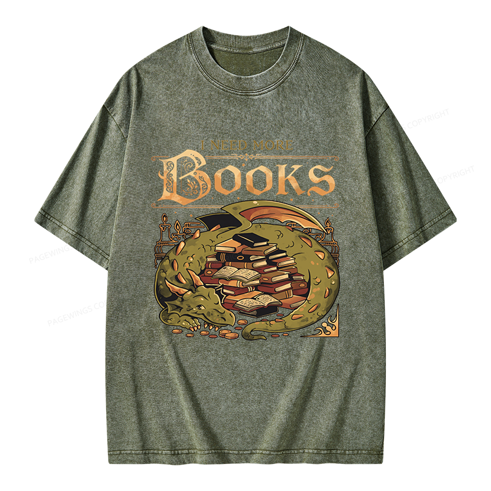 Pagewings I Need More Books Unisex Washed T-shirt