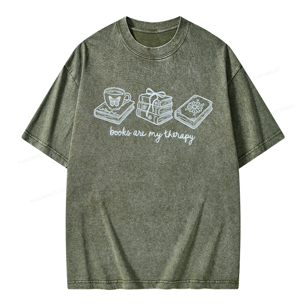 Pagewings Books Are My Therapy Unisex Washed T-shirt