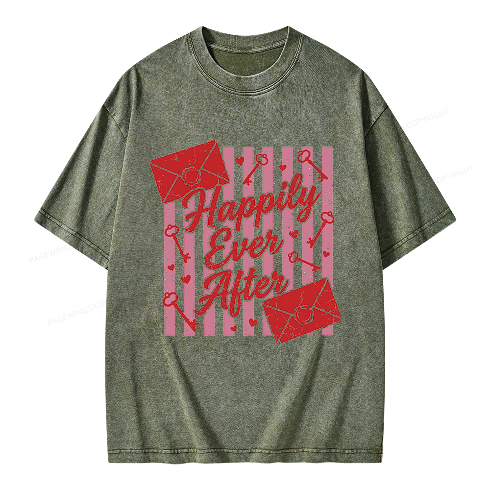 Pagewings Happily Ever After Unisex Washed T-shirt