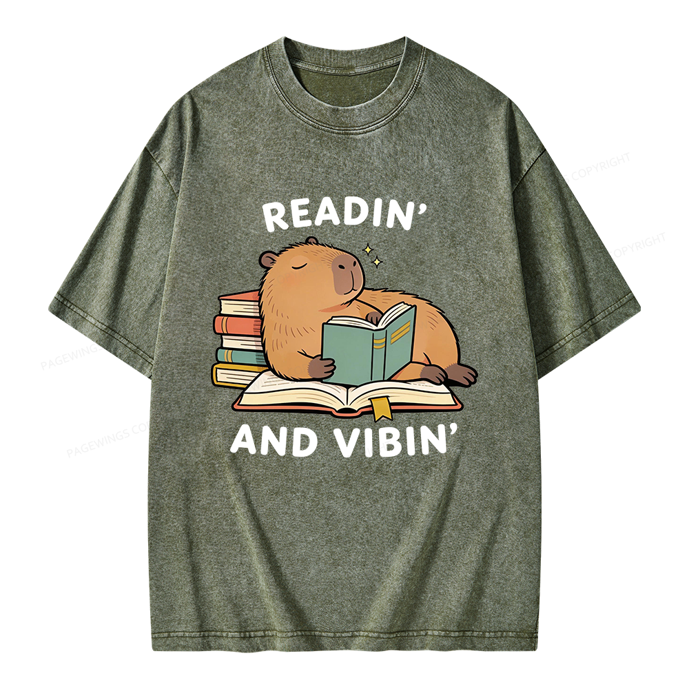Pagewings Readin' And Vibin' Unisex Washed T-shirt