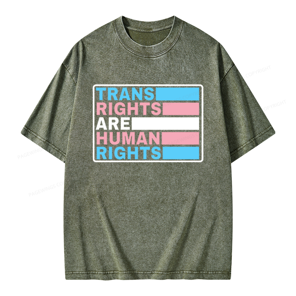 Pagewings Trans Rights Are Human Rights Unisex Washed T-shirt