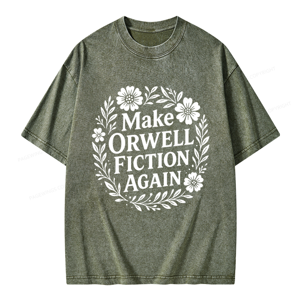 Pagewings Make Orwell Fiction Again Unisex Washed T-shirt