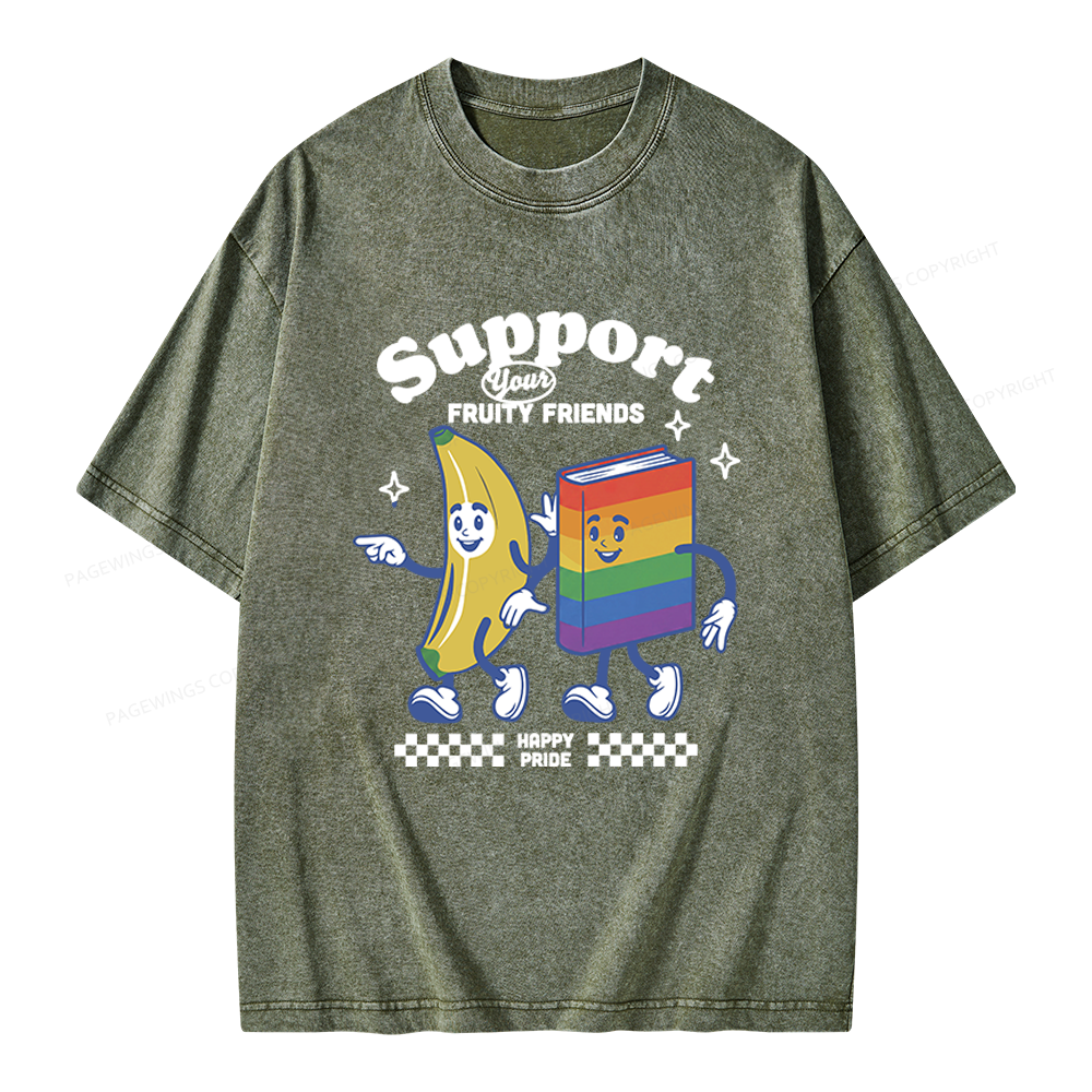 Pagewings Fruity Friends Unisex Washed T-shirt