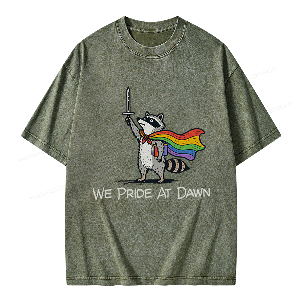 Pagewings We Pride At Dawn Unisex Washed T-shirt