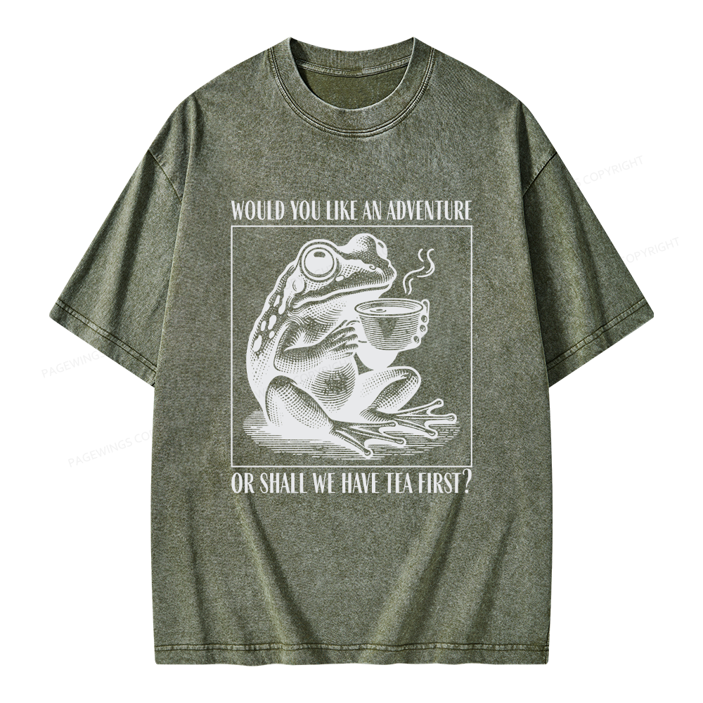 Pagewings Funny Frog Unisex Washed T-shirt