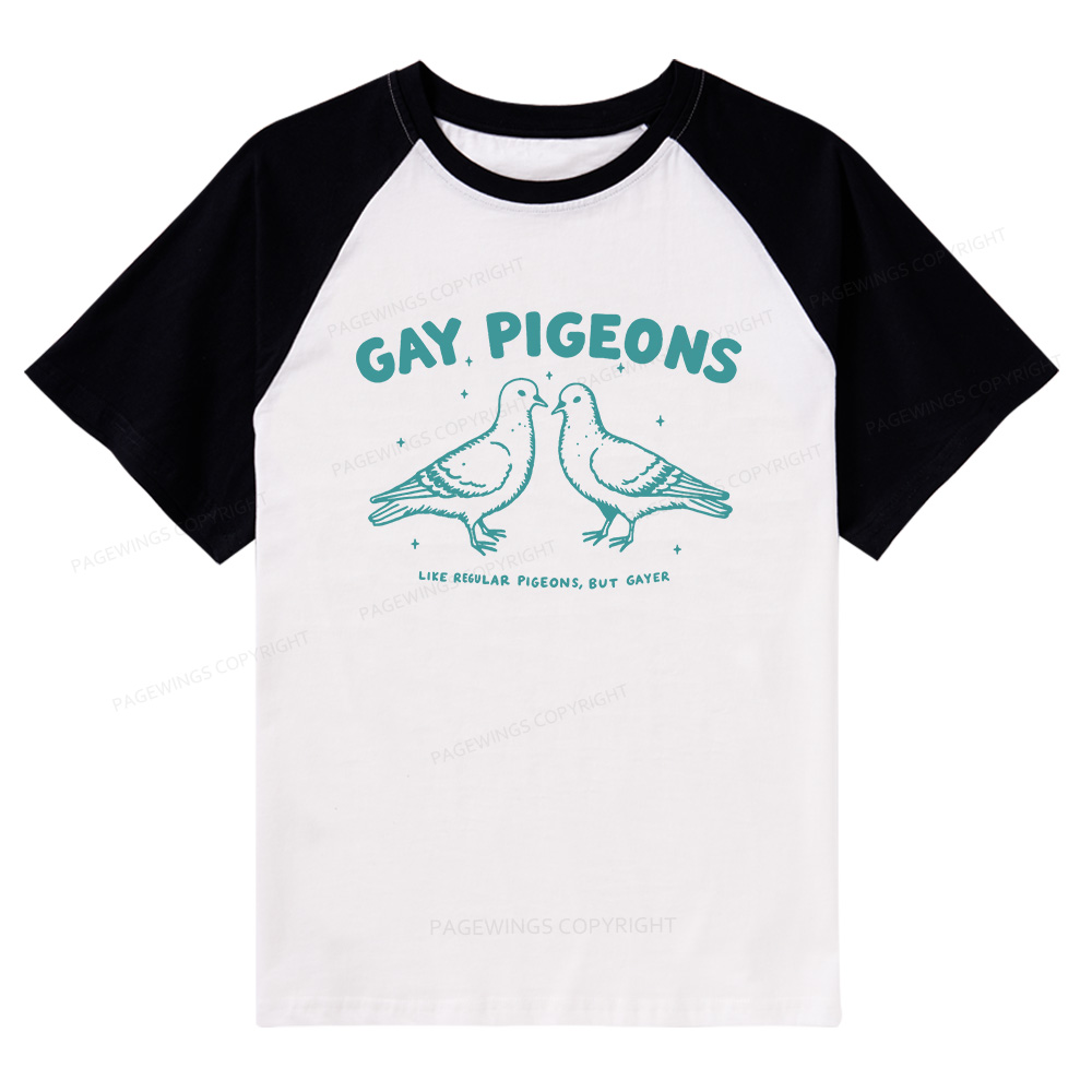 Pagewings Gay Pigeons Raglan T-shirt