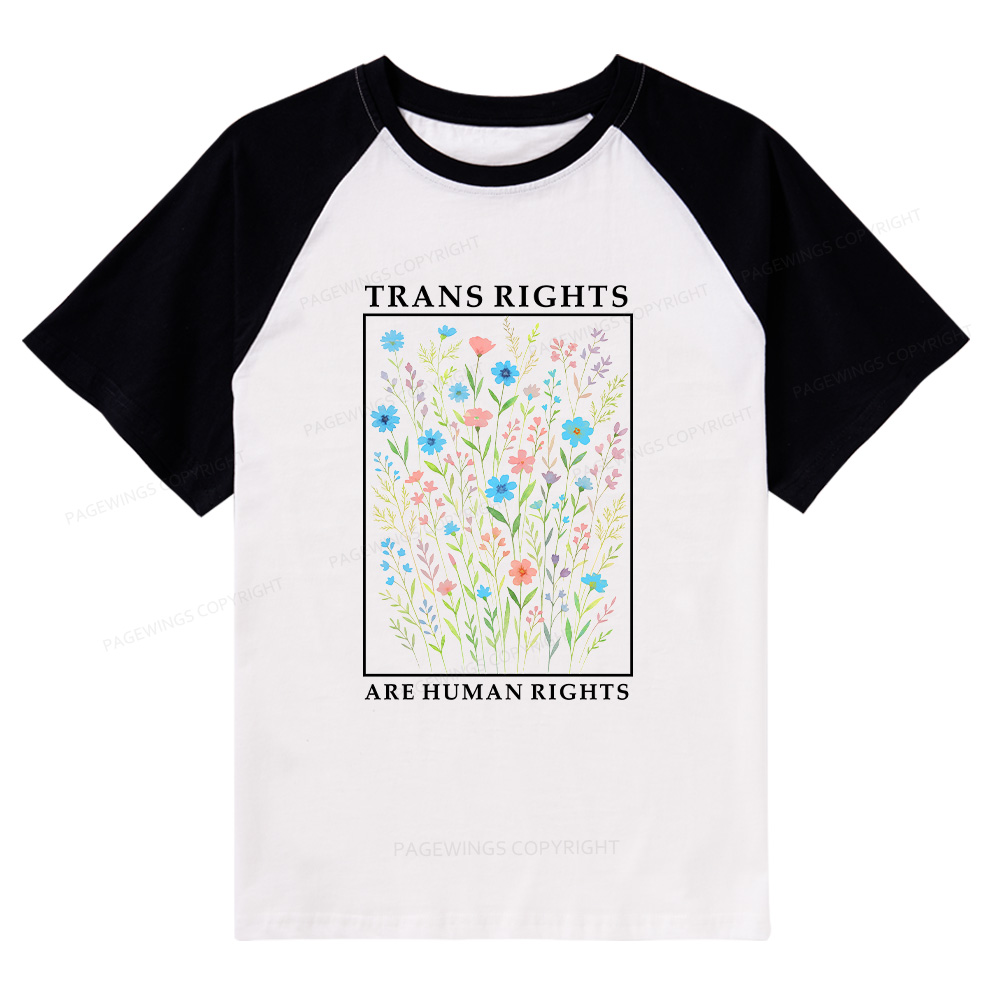 Pagewings Trans Rights Are Human Rights Raglan T-shirt
