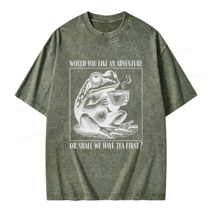 Pagewings Funny Frog Unisex Washed T-shirt