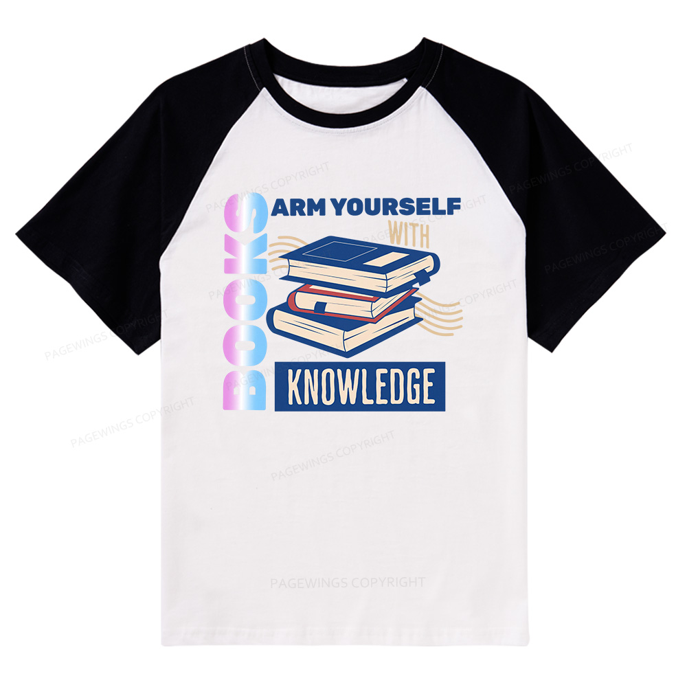Pagewings Arm Yourself With Knowledge Raglan T-shirt