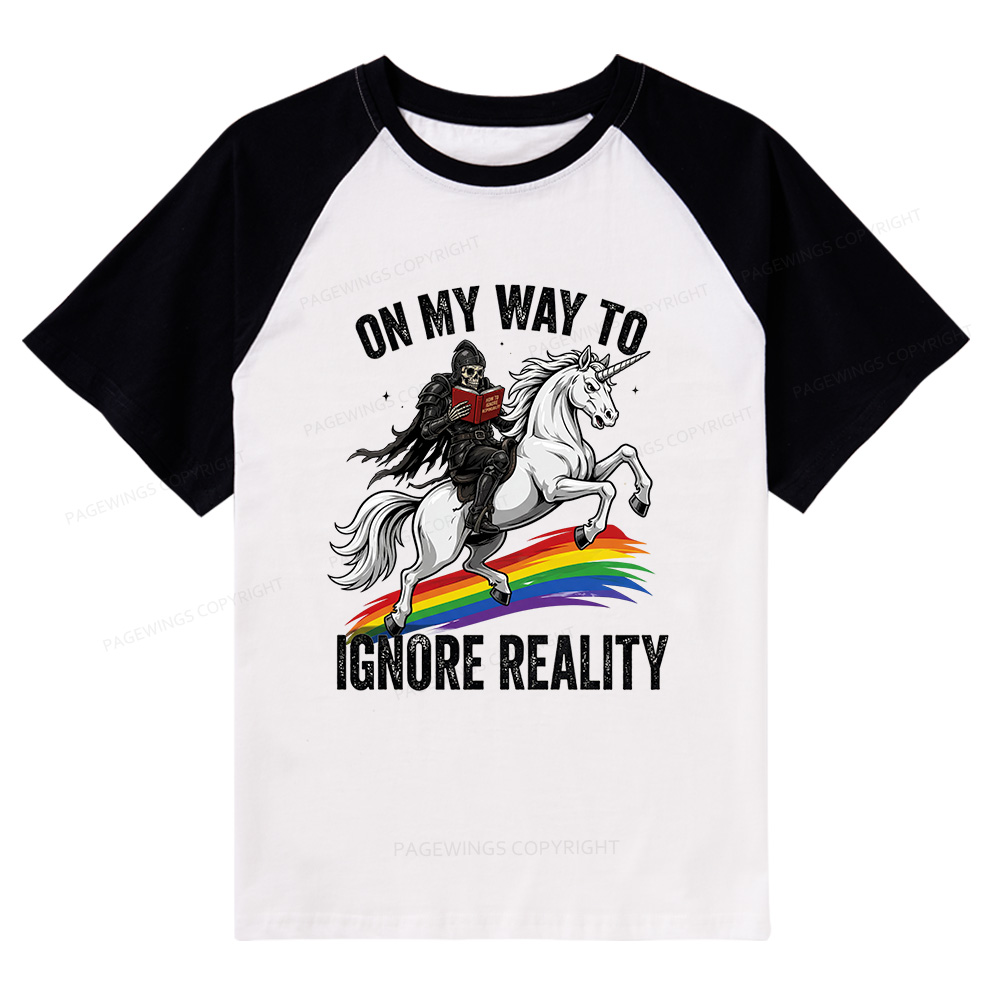 Pagewings On My Way To Ignore Reality Raglan T-shirt