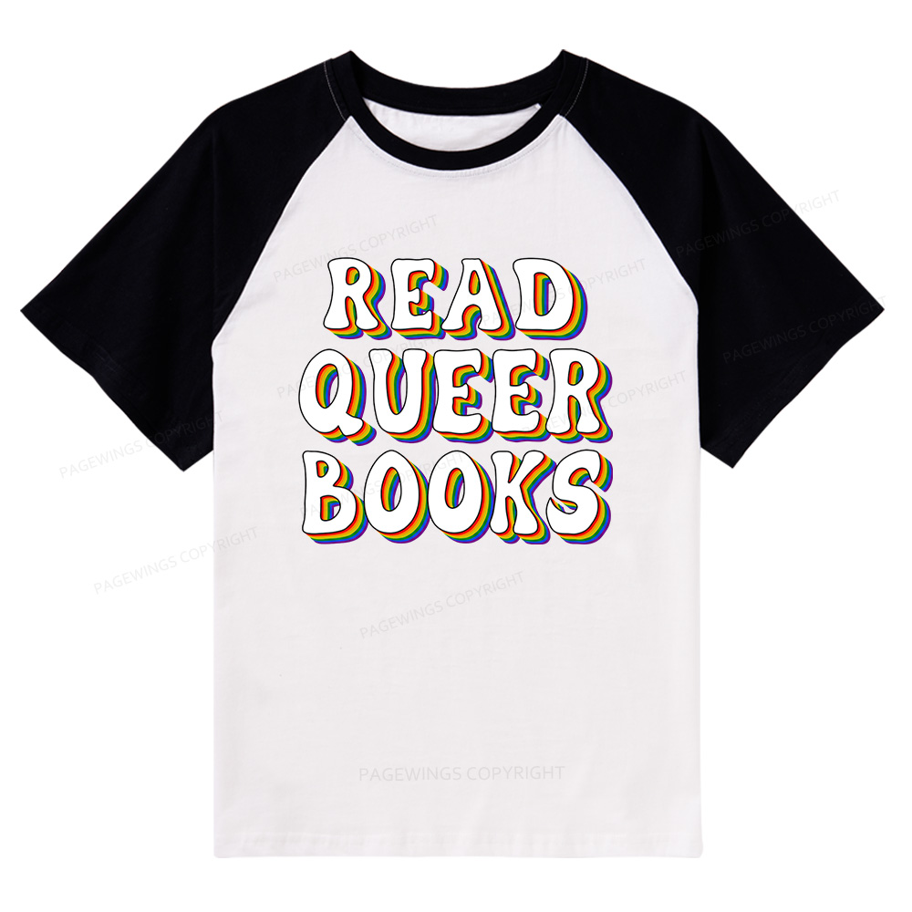 Pagewings Read Queer Books Raglan T-shirt