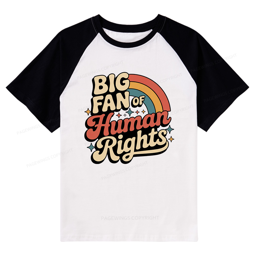 Pagewings Big Fan of Human Rights Raglan T-shirt
