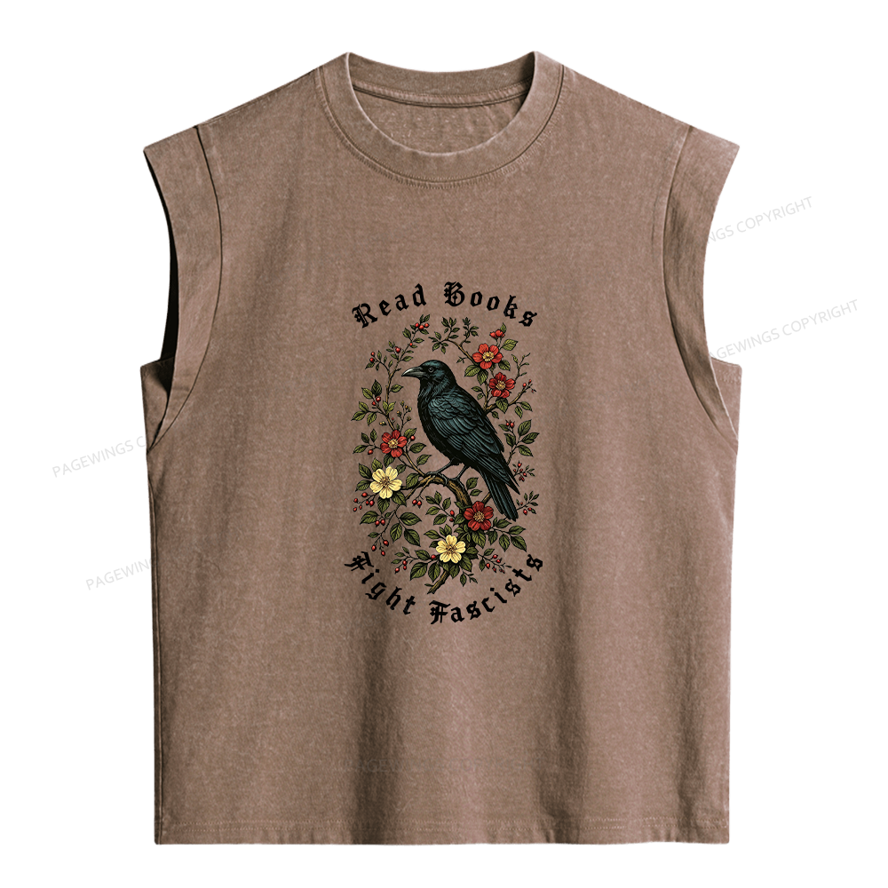 Pagewings Read Books Fight Fascists Women's Washed Tank Top