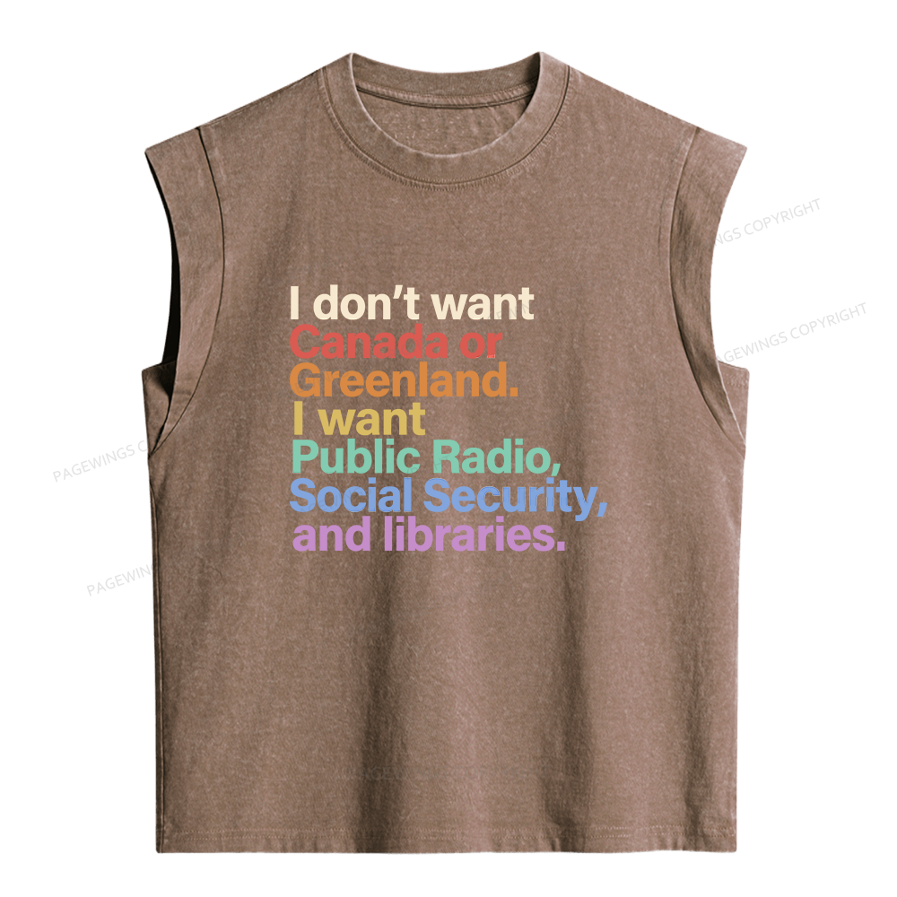 Pagewings I Want Public Libraries Women's Washed Tank Top
