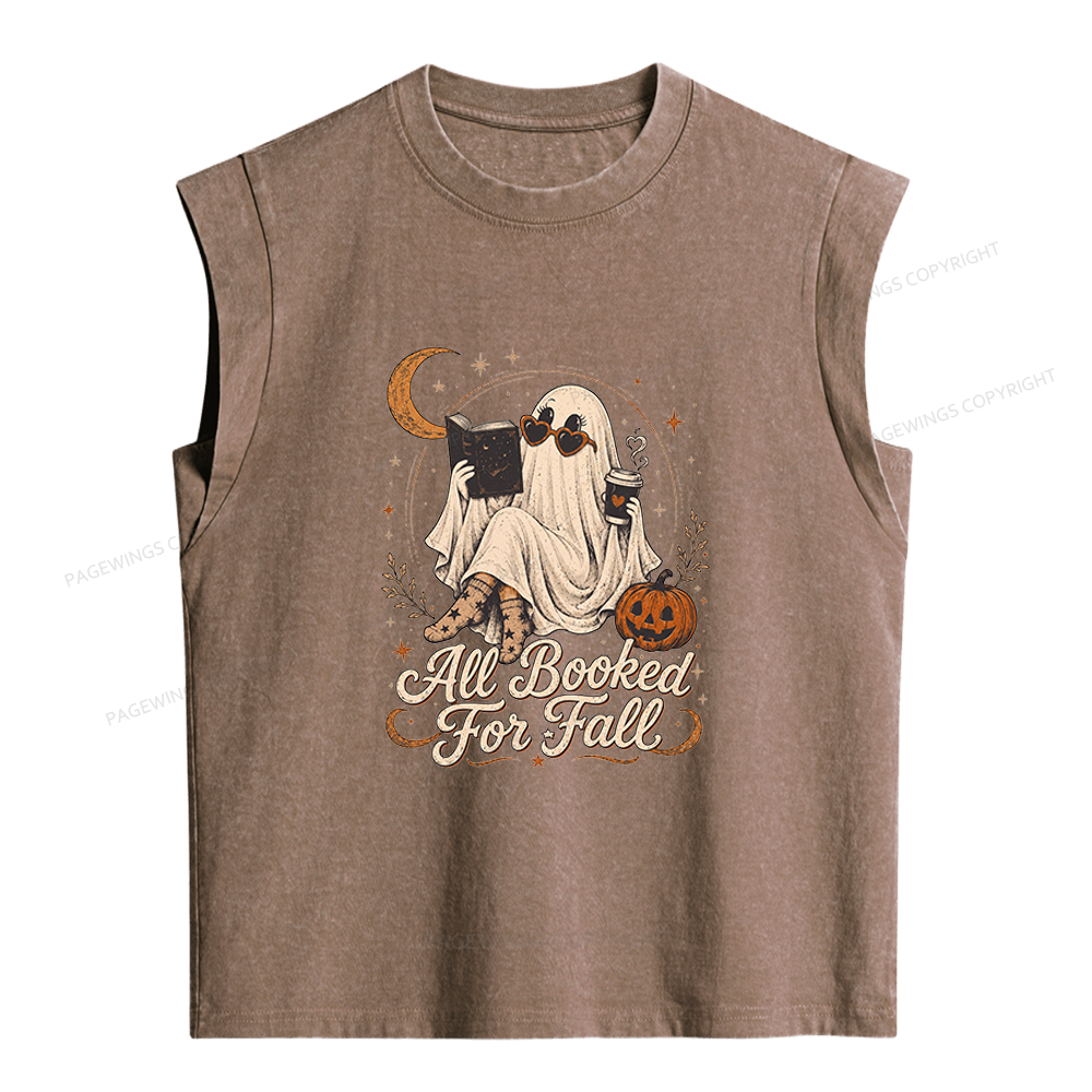Pagewings Ghost All Booked For Fall Women's Washed Tank Top