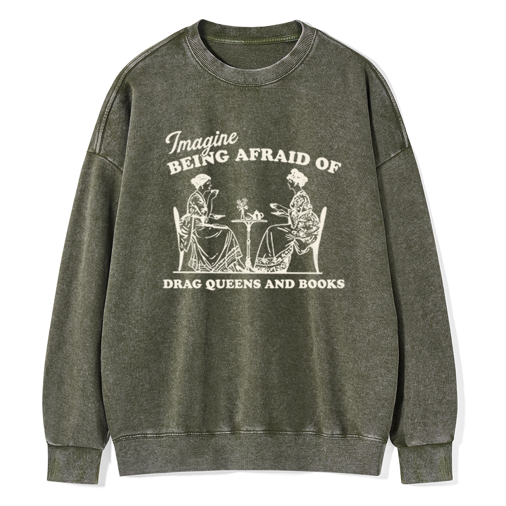 Pagewings Drag Queens Unisex Washed Sweatshirt