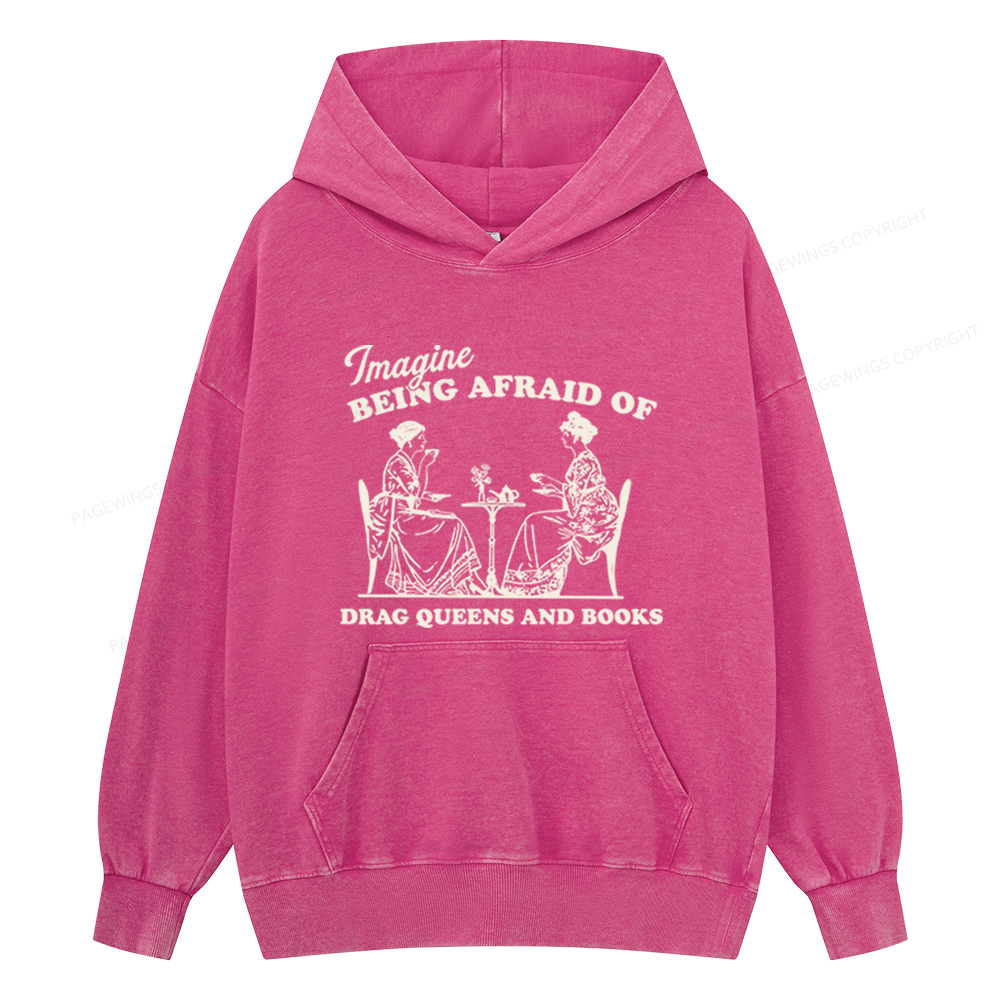 Pagewings Drag Queens Unisex Washed Hoodie