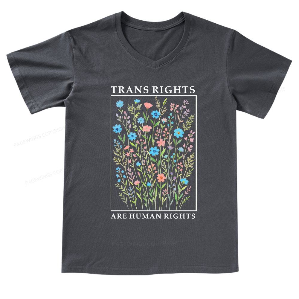 Pagewings Trans Rights Are Human Rights V-neck T-shirt