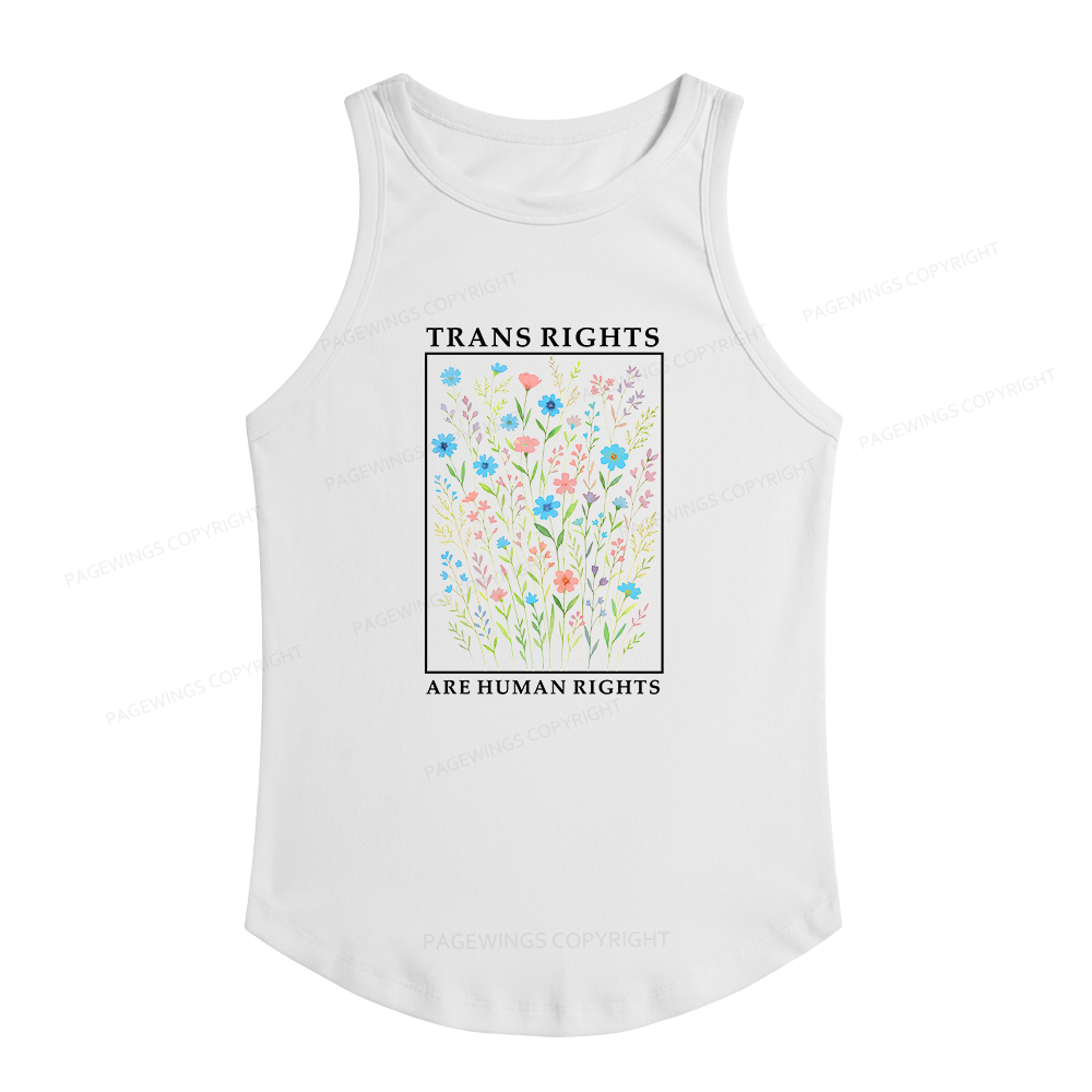 Pagewings Slim Fit Trans Rights Are Human Rights Women's Fitted Tank Top 