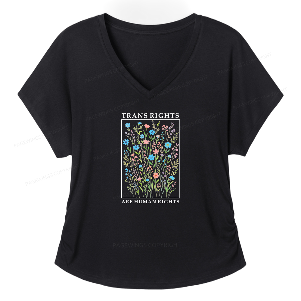 Pagewings Trans Rights Are Human Rights Soft Women's Modal V-neck T-shirt  