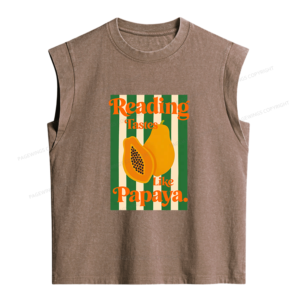 Pagewings Reading Tastes Like Papaya Women's Washed Tank Top