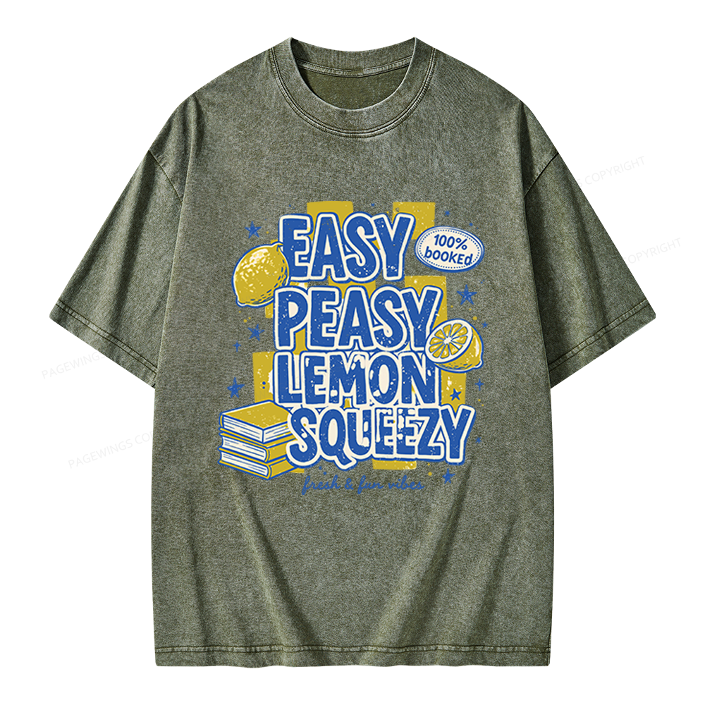 Pagewings Easy Peasy Lemon Squeezy Unisex Washed T-shirt