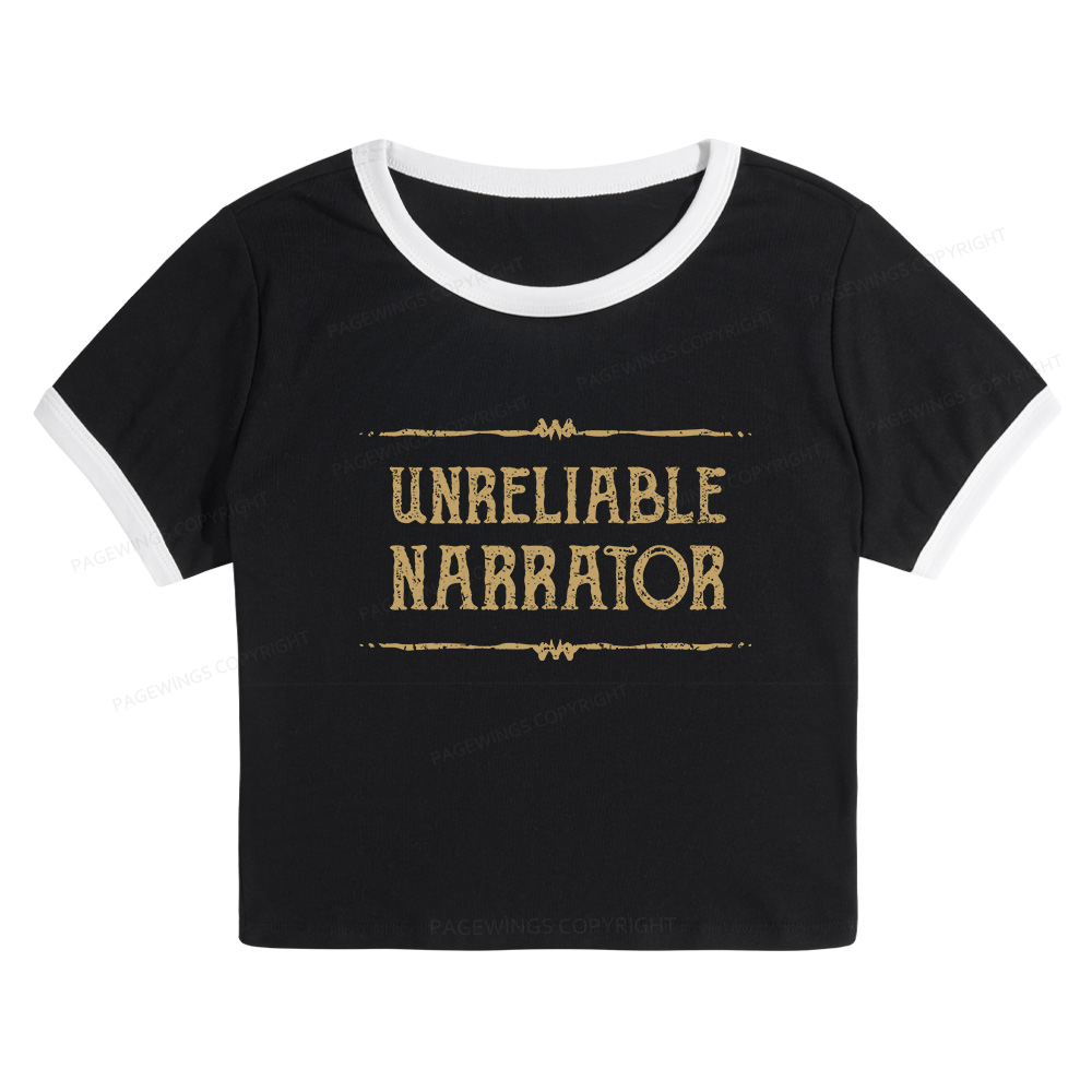 Pagewings Unreliable Narrator Baby Tee Cropped Ringer T-Shirt