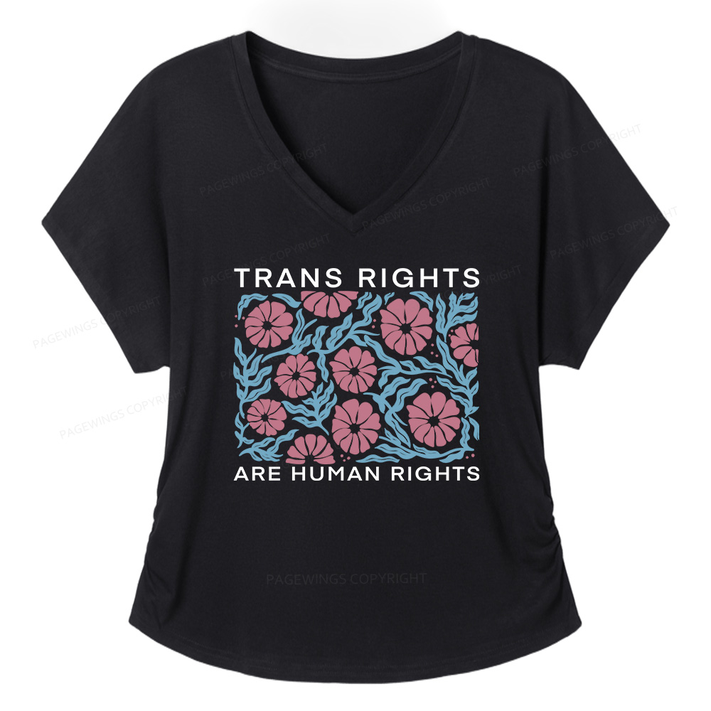 Pagewings Trans Rights Are Human Rights Soft Women's Modal V-neck T-shirt  