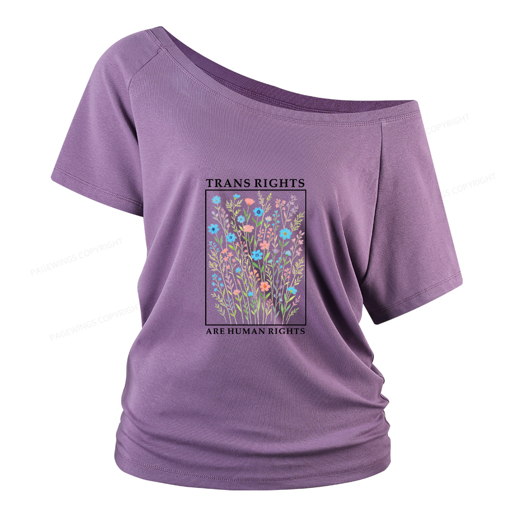 Pagewings Trans Rights Are Human Rights Women Off Shoulder T-shirts
