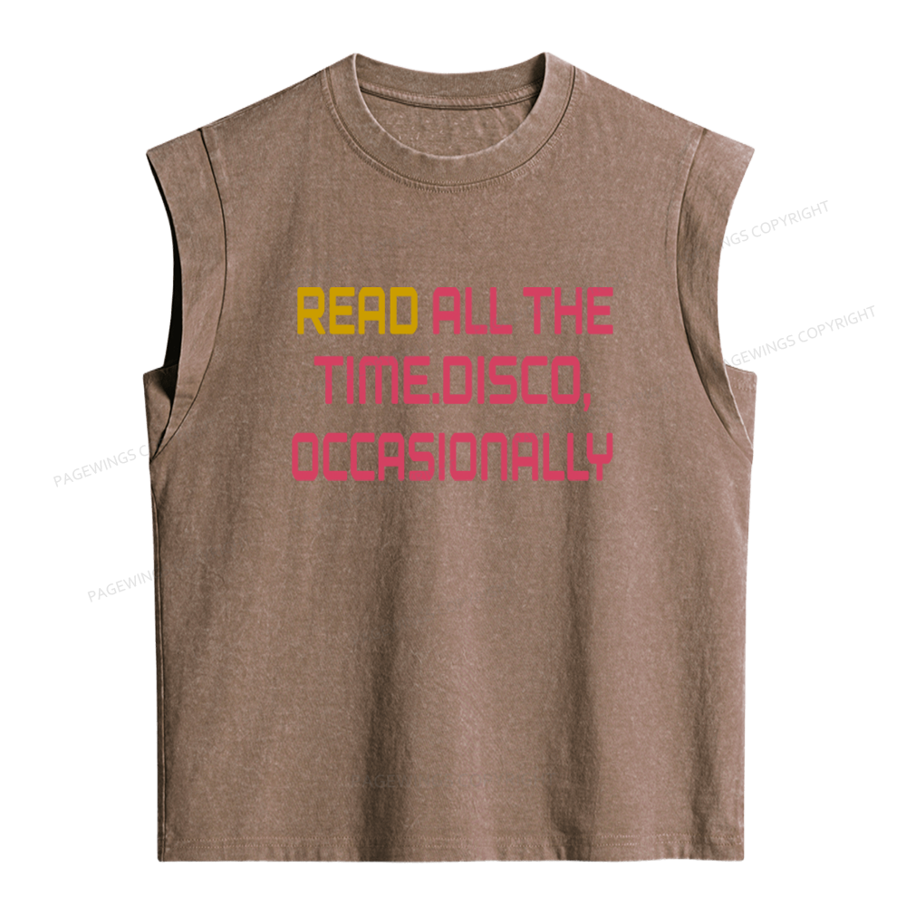 Pagewings Read All The Time Disco Occasionally Women's Washed Tank Top