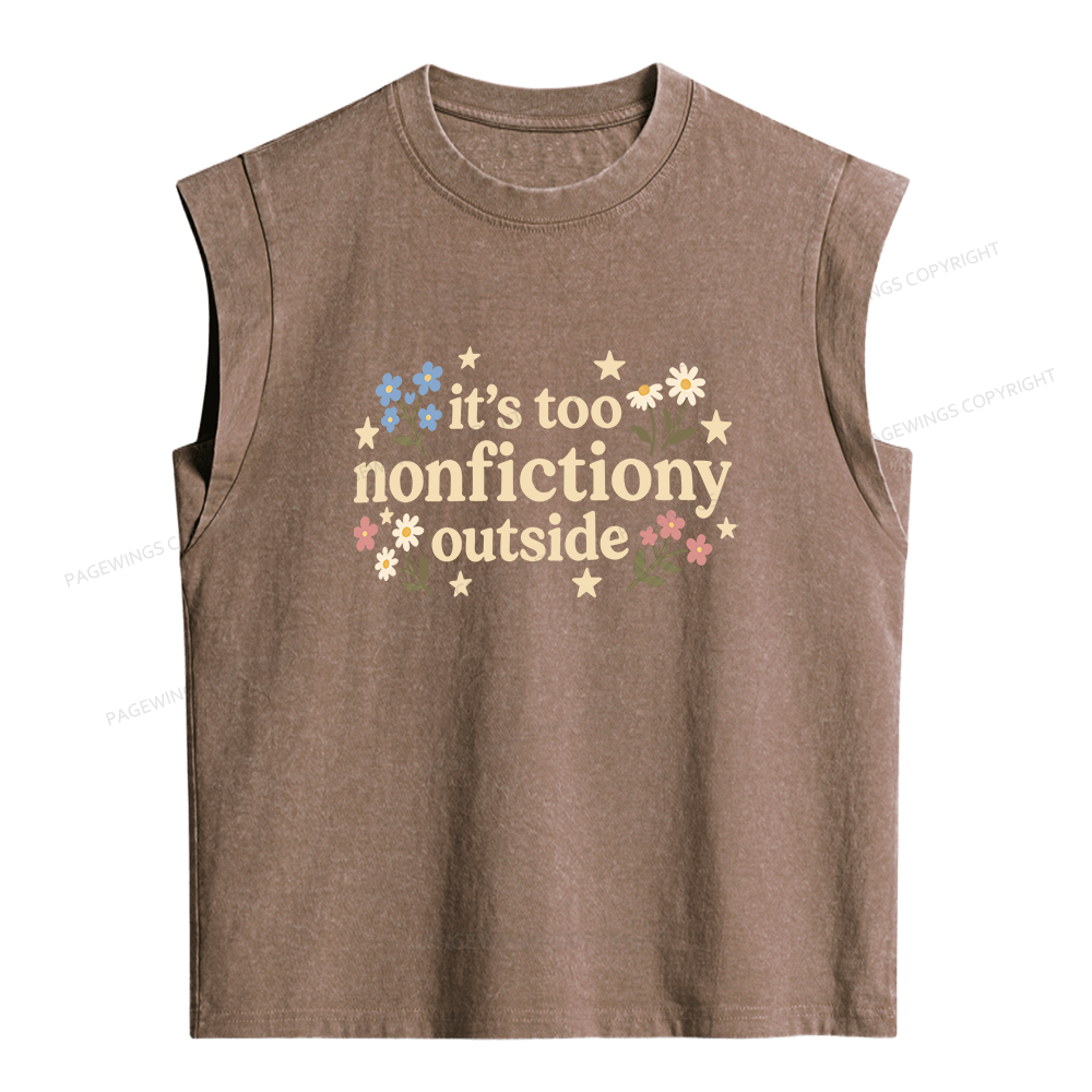 Pagewings Too Nonfictiony Outside Women's Washed Tank Top