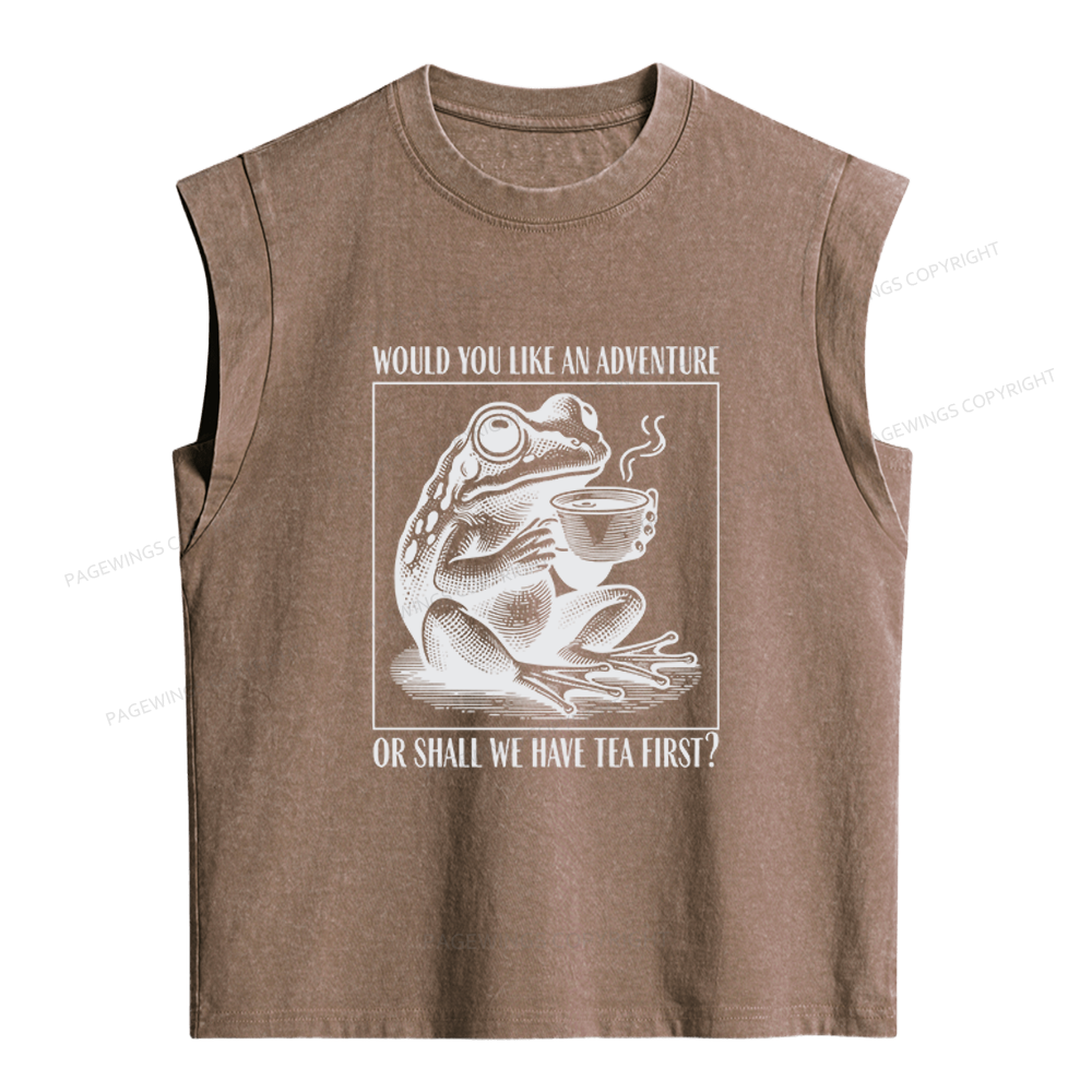 Pagewings Funny Frog Women's Washed Tank Top