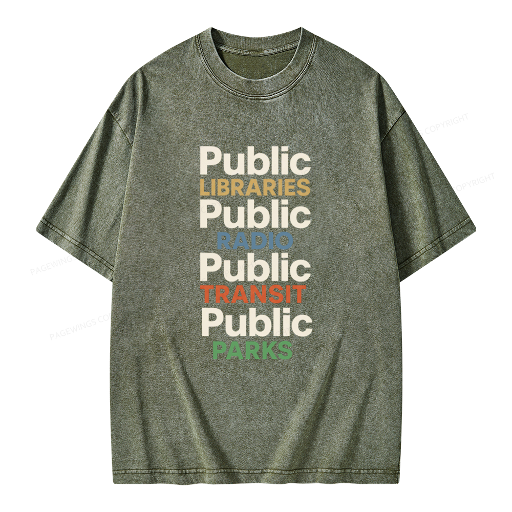 Pagewings Public Libraries Unisex Washed T-shirt