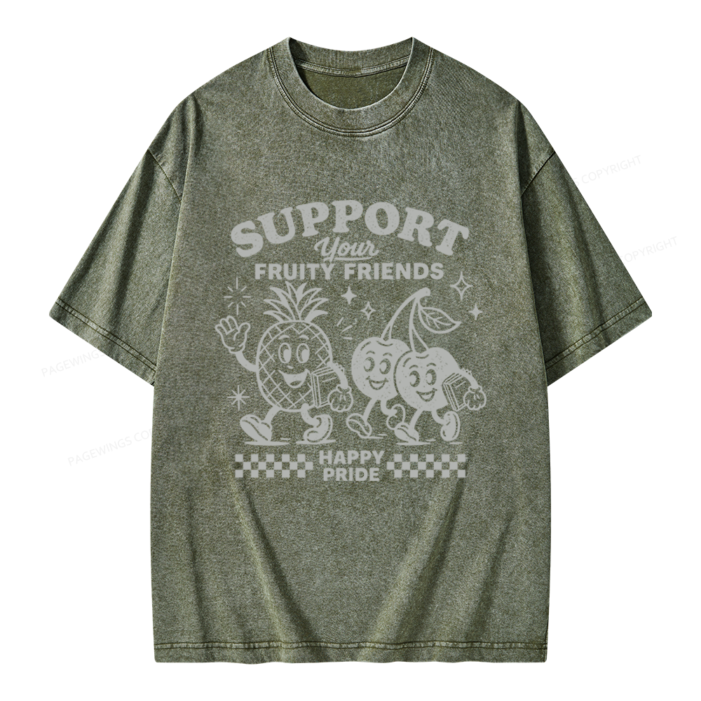 Pagewings Fruity Friends Unisex Washed T-shirt
