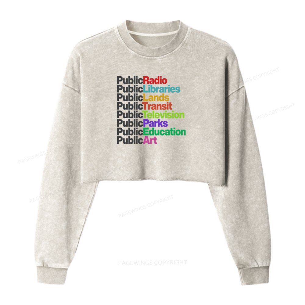 Pagewings Public Libraries Washed Crop Sweatshirt