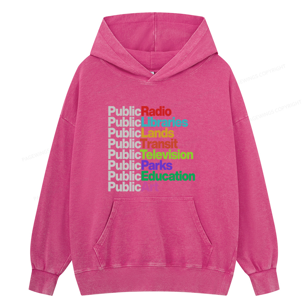 Pagewings Public Libraries Unisex Washed Hoodie