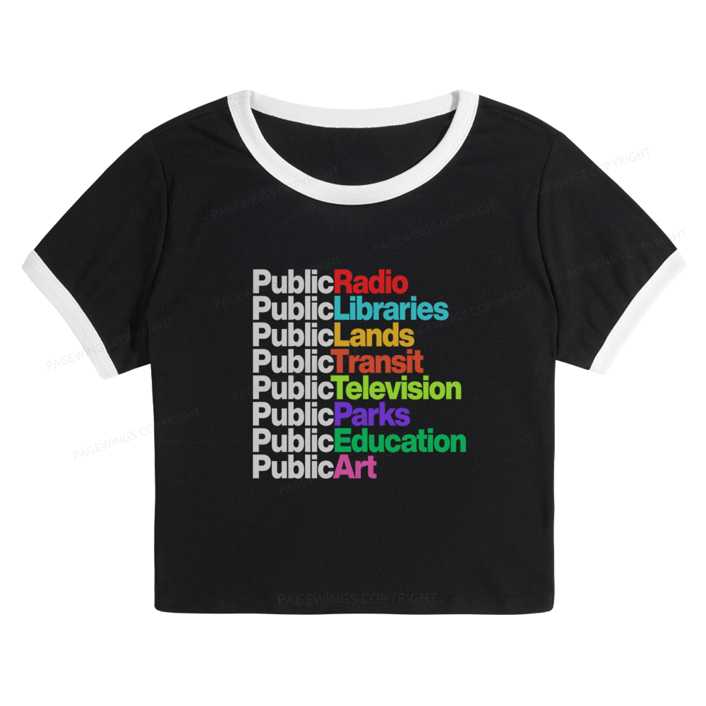 Pagewings Public Libraries Baby Tee Cropped Ringer T-Shirt 