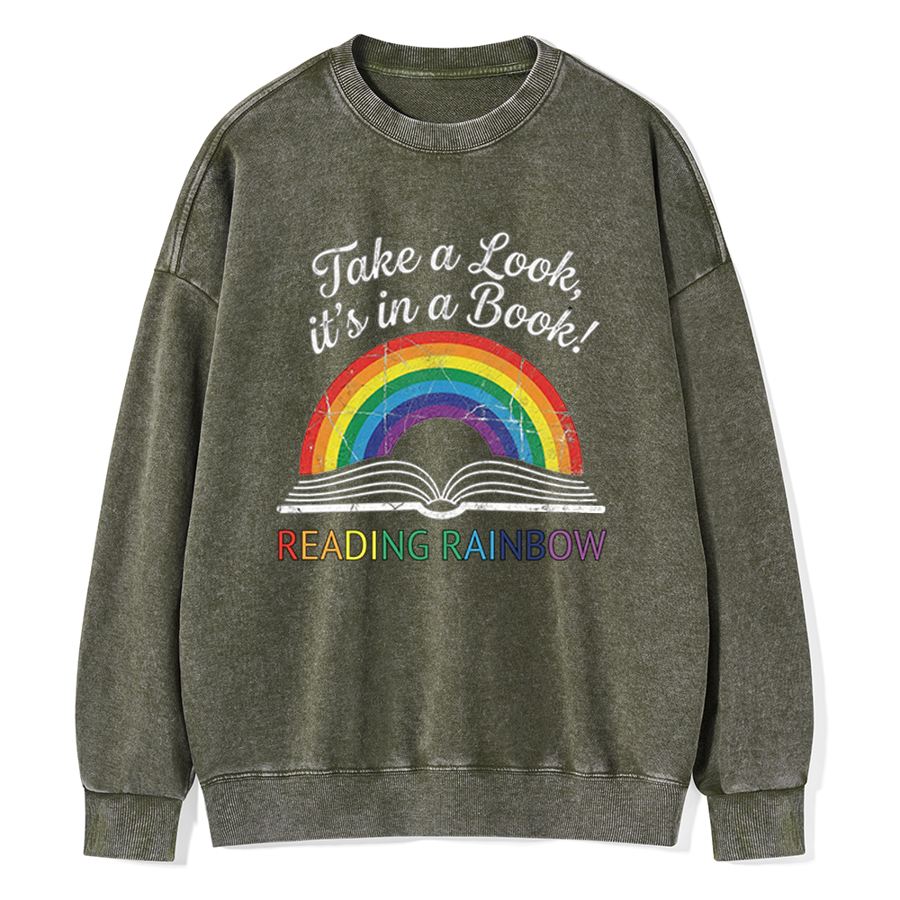 Pagewings Reading Rainbow Unisex Washed Sweatshirt