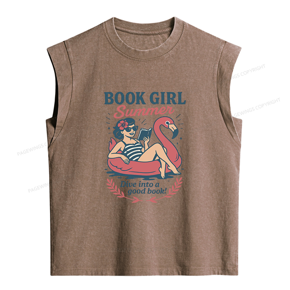 Pagewings Book Girl Summer Women's Washed Tank Top